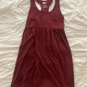 Lauren James Burgundy Racerback Casual Dress